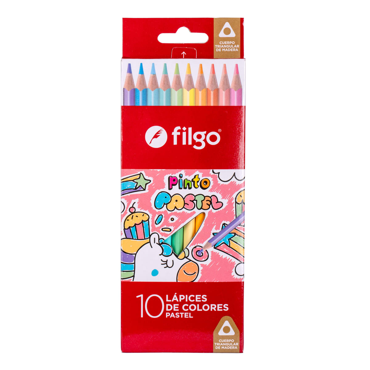 10 lápices de colores pastel hexagonales filgo1