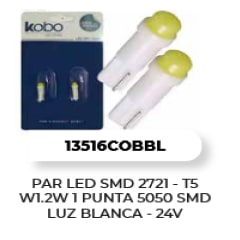 AMPOLLETAS LED SMD 2721 W1.2W T5 24V  1 PUNTA 5050  LUZ BLANCA