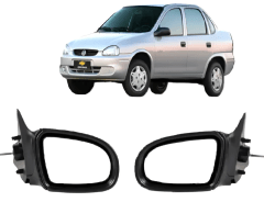 PAR ESPEJO PUERTA MANUAL  NEGRO C/CONTROL CHEVROLET CORSA 1993-2008