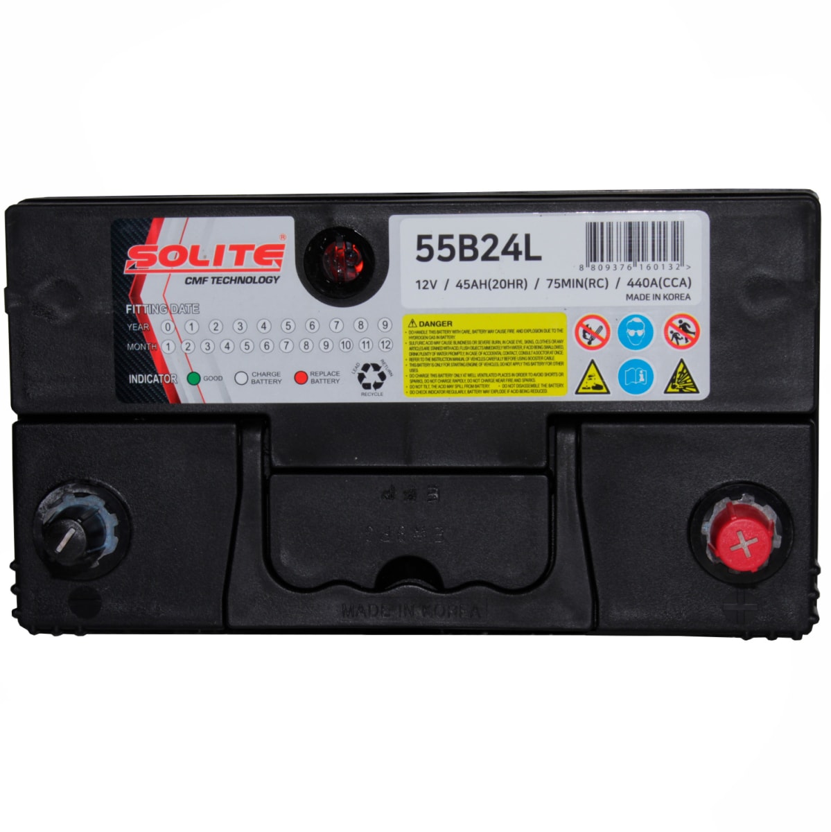 BATERIA 45AH 55B24L NS60L CCA440 (- +) L236-AN128-AL220 B/DELG  SOLITE2