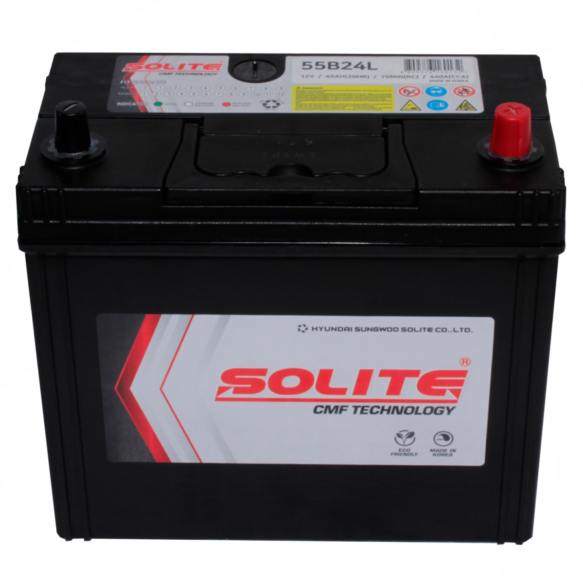 BATERIA 45AH 55B24L NS60L CCA440 (- +) L236-AN128-AL220 B/DELG  SOLITE3