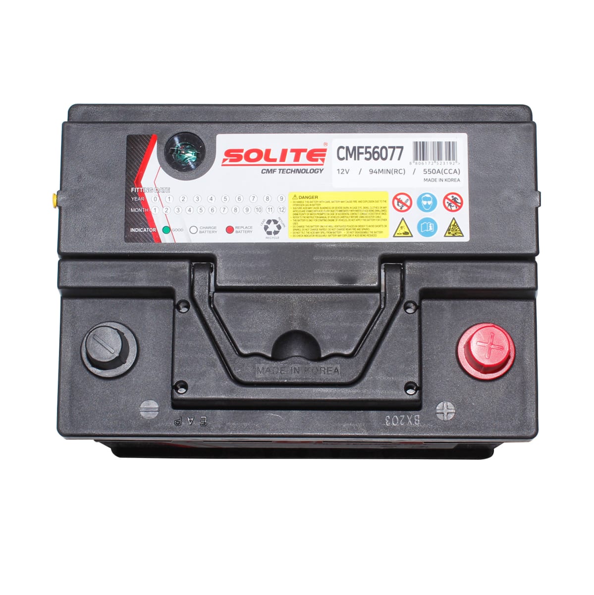 BATERIA  60AH 90-550 56077 CCA550 (- +) L242-AN174-AL174 BORNE ESTANDAR STD CON PESTAÑA SOLITE2