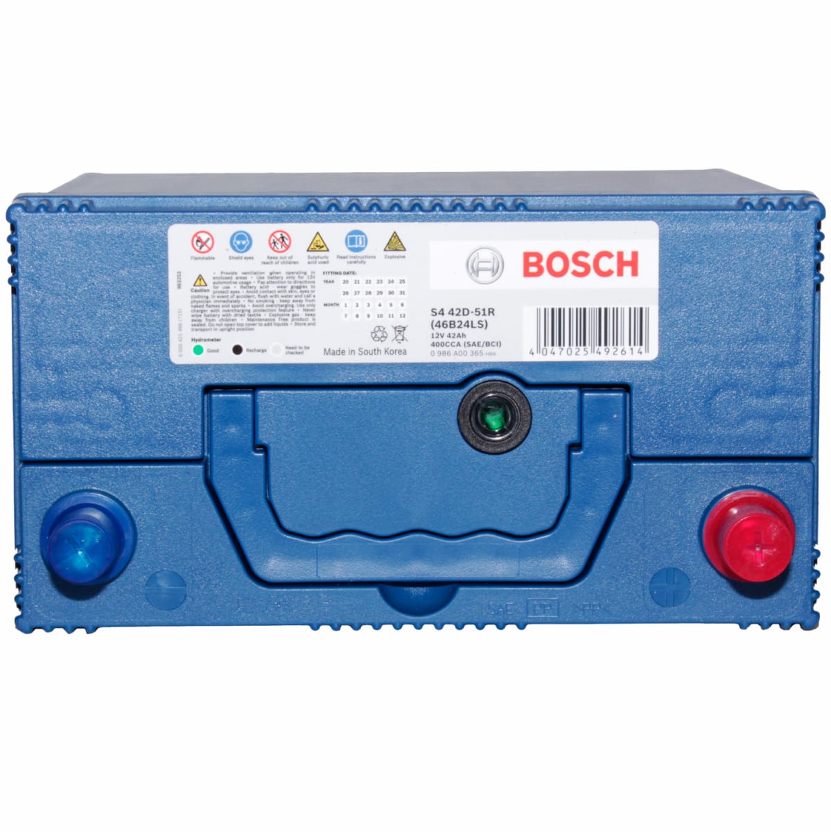 BATERIA BOSCH 12 VOLT 42AH AMPERES CCA400 46B24LS 45AH (-+) BORNE ESTANDAR SIN PESTAÑA2
