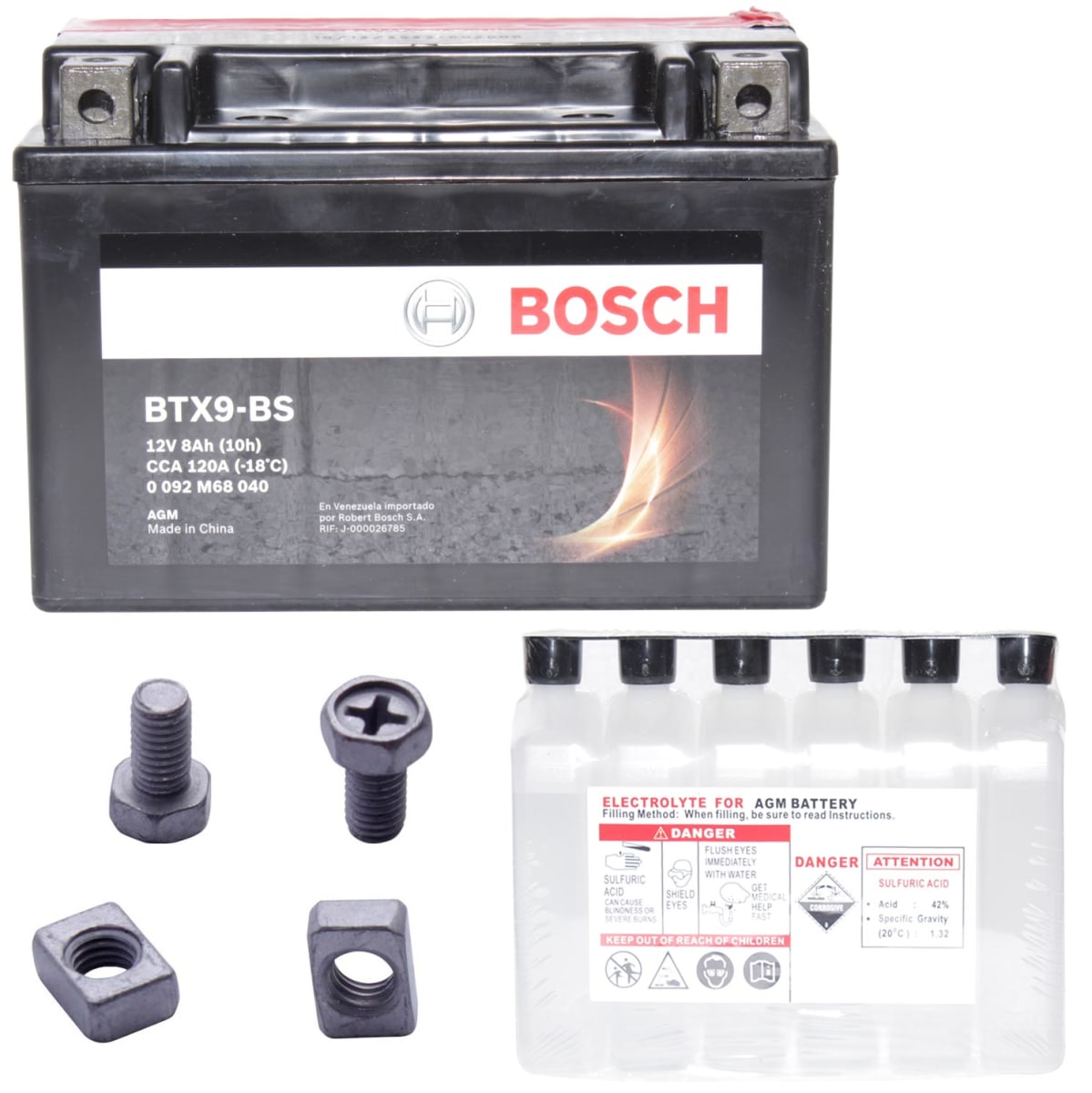 BATERIA MOTO BOSCH 8AH BTX9-BS CCA120 (+-)  L50-AN87-AL105 TERMINAL TIPO A 0