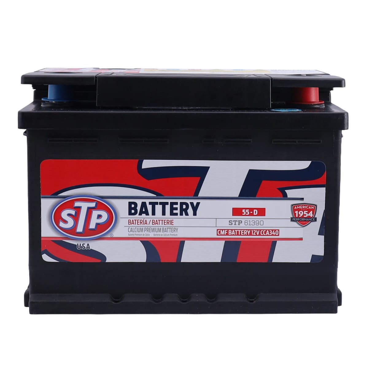 BATERIA 55 AMP + RH CCA340 BLACK BORNE ESTANDAR CON PESTAÑA / STP 0