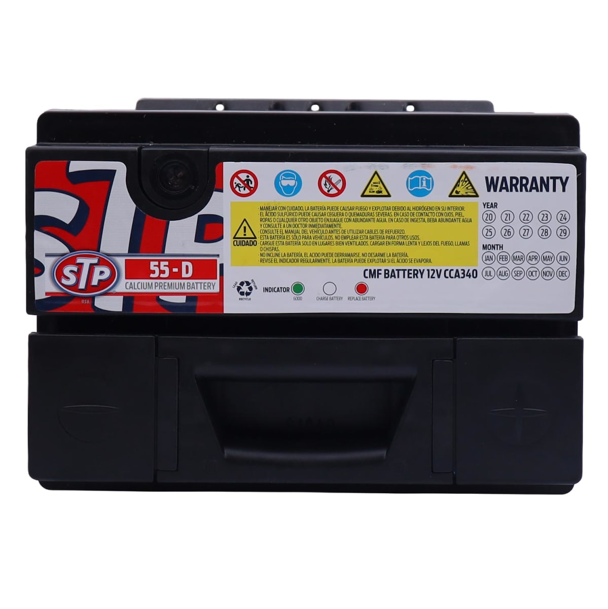 BATERIA 55 AMP + RH CCA340 BLACK BORNE ESTANDAR CON PESTAÑA / STP2