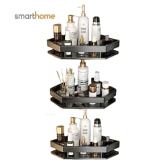 Set 3 Esquinero Baño Acero Mate Smarthome Negro