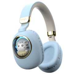 Audífono Bluetooth Diseño Kwai Cat Celeste