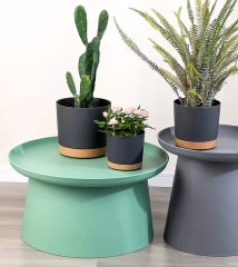 Macetero con Bandeja Extraíble y Drenaje Reflexivo 30x28 cms Gris