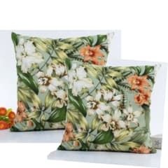 2 Fundas para Cojín Jacquard Hojas Verde 45x45 cms