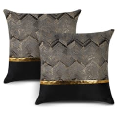 2 Fundas para Cojín Moderno Color Negro dorado 45x45 cms