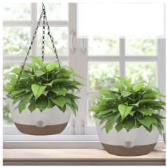 Maceta Colgante con Bandeja Extraíble y Drenaje Blanca Grande