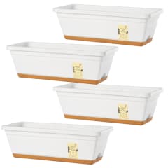 Kit 4 Jardineras con Bandeja Extraíble y Drenaje Reflexivo Blanco