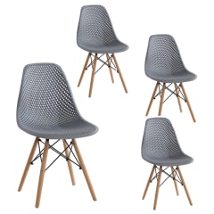 Kit 4 sillas modelo Eames diseño Smarthome color Gris