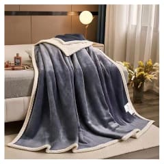 Manta Frazada Térmica Doble Capa Felpa larga Suave Grafito 180x200 cms