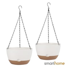 Kit 2 Maceta Colgante con Bandeja Extraíble y Drenaje L Blanca