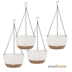 Kit 4 Maceta Colgante con Bandeja Extraíble y Drenaje M Blanca