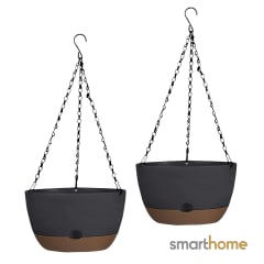 Kit 2 Maceta Colgante con Bandeja Extraíble y Drenaje L Negra
