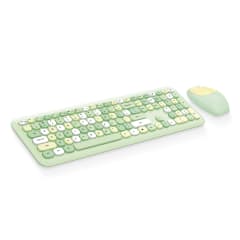 KIT TECLADO Y MOUSE INALÁMBRICO MOFI VERDE