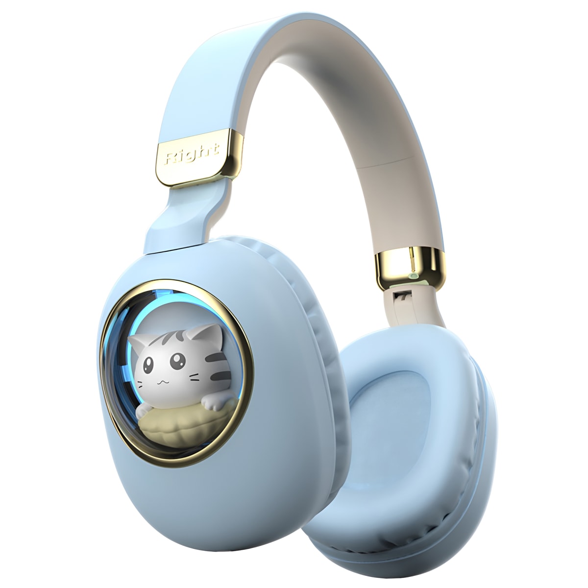 Audífono Bluetooth Diseño Kwai Cat Celeste1