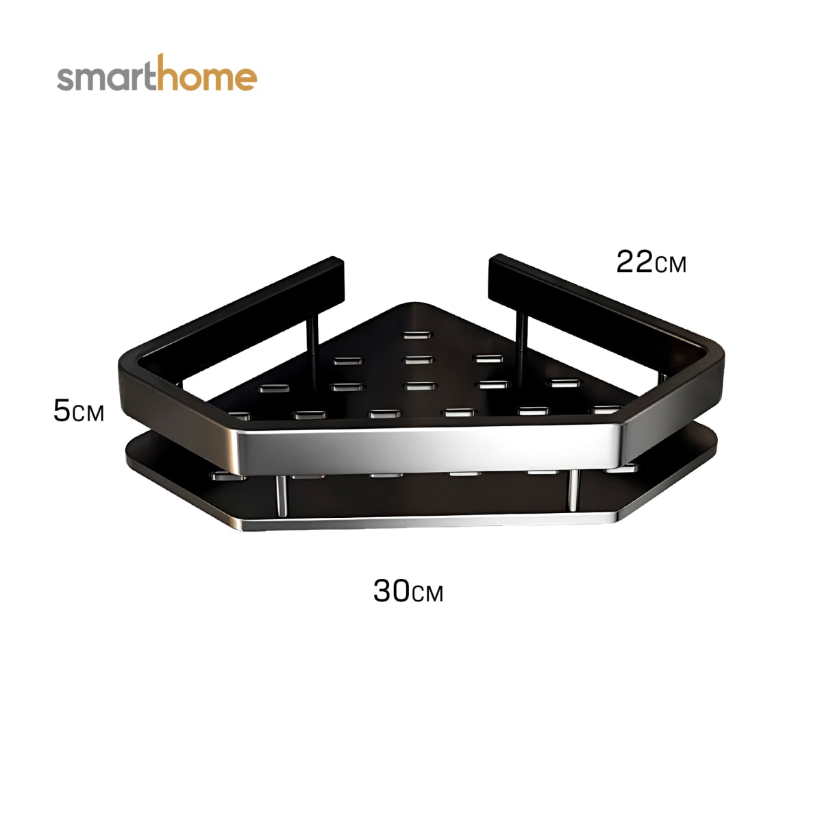 Set 3 Esquinero Baño Acero Mate Smarthome Negro5