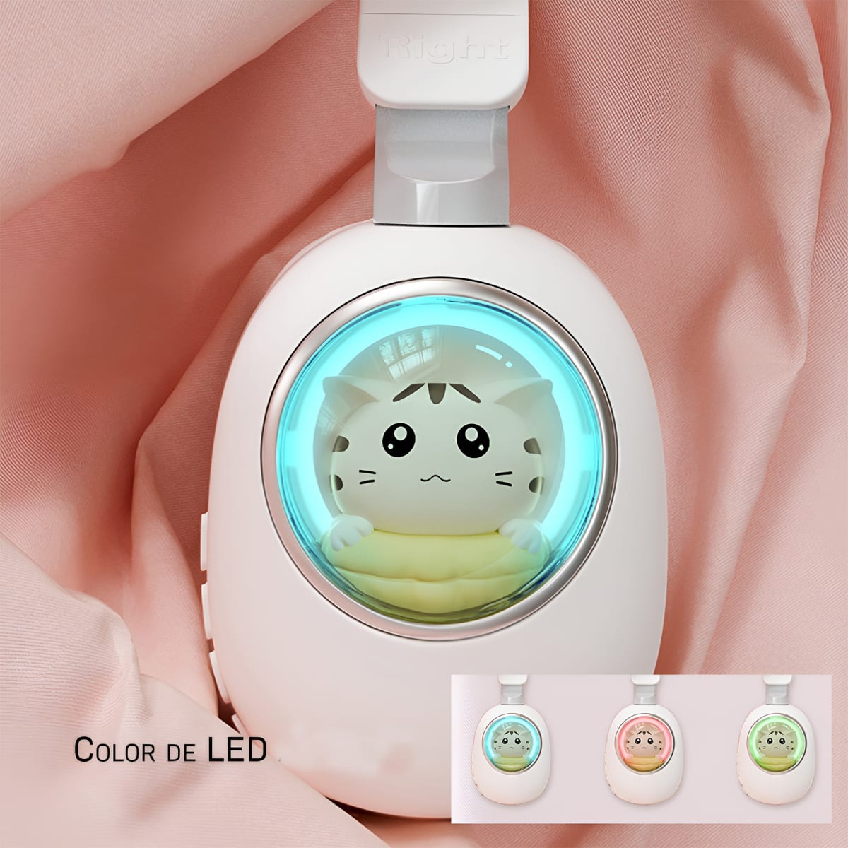 Audífono Bluetooth Diseño Kwai Cat Celeste2