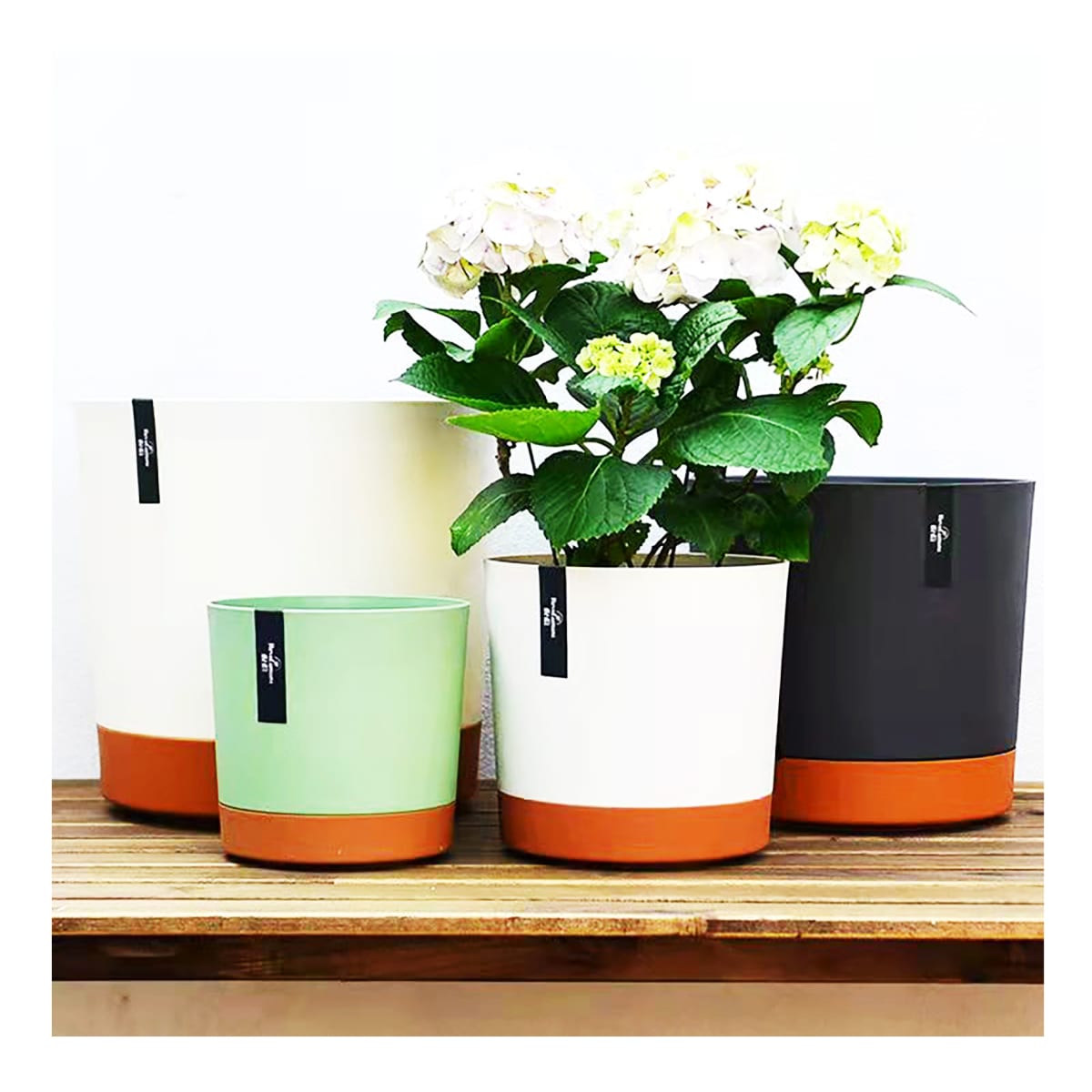 Kit 2 Maceteros con Bandeja Extraíble y Drenaje Reflexivo Verde M4