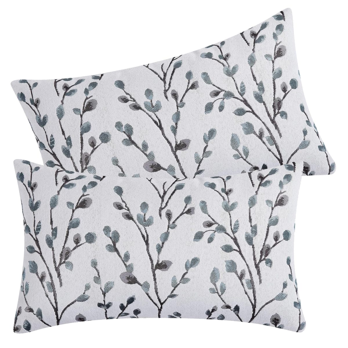 2 Fundas para Cojín Jacquard Hoja Bordado 50x30 cms1