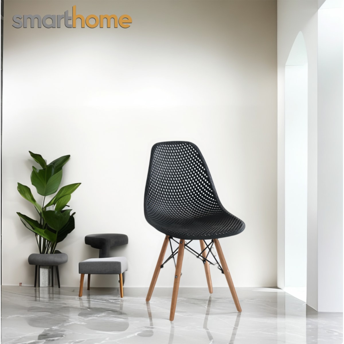 Kit 4 sillas modelo Eames diseño Smarthome color Gris6