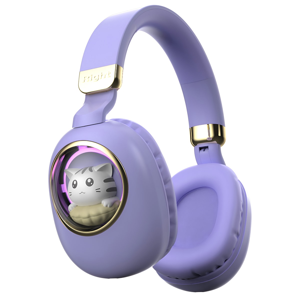 Audífono Bluetooth Diseño Kwai Cat Morado1