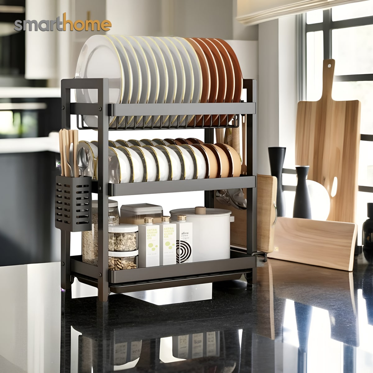 Secador de Platos Acero Negro 3 pisos2