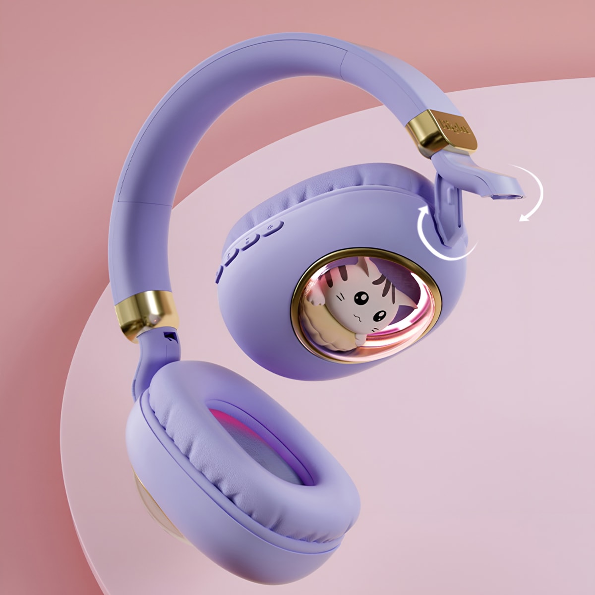 Audífono Bluetooth Diseño Kwai Cat Celeste3