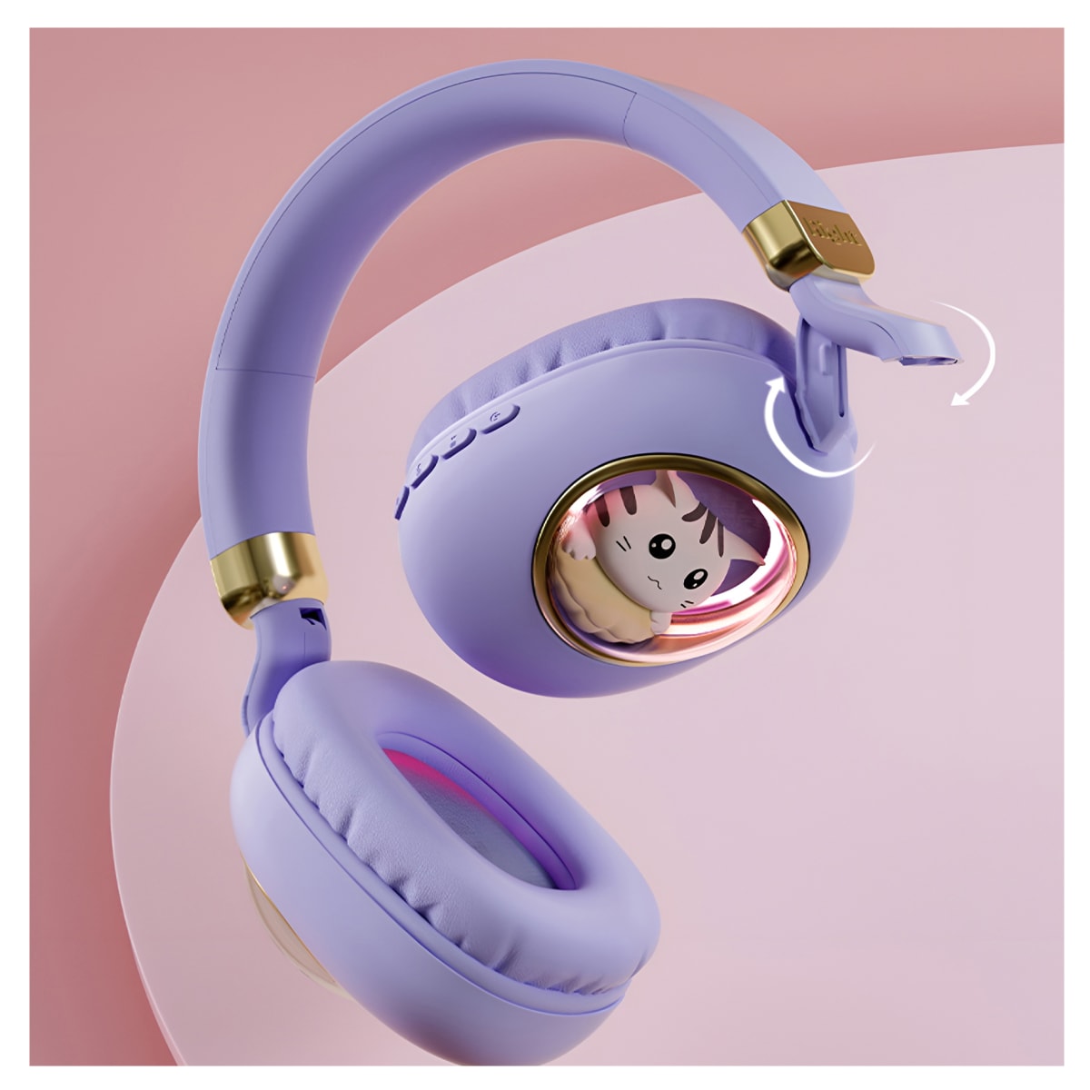 Audífono Bluetooth Diseño Kwai Cat Morado2