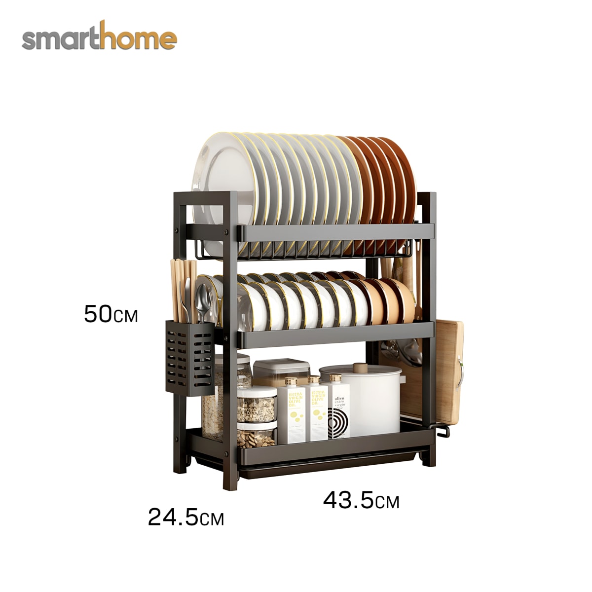 Secador de Platos Acero Negro 3 pisos3