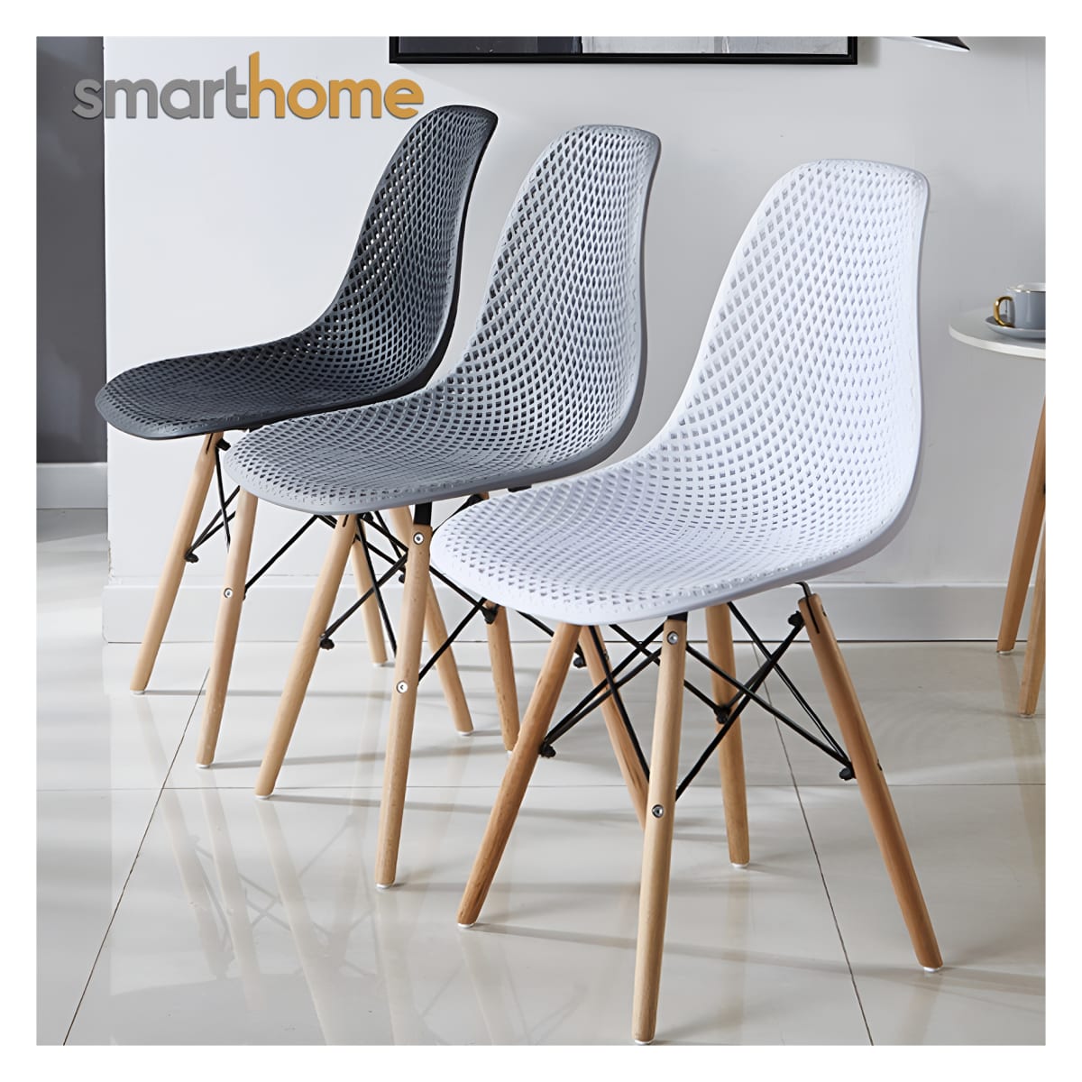 Kit 4 sillas modelo Eames diseño Smarthome color Gris5