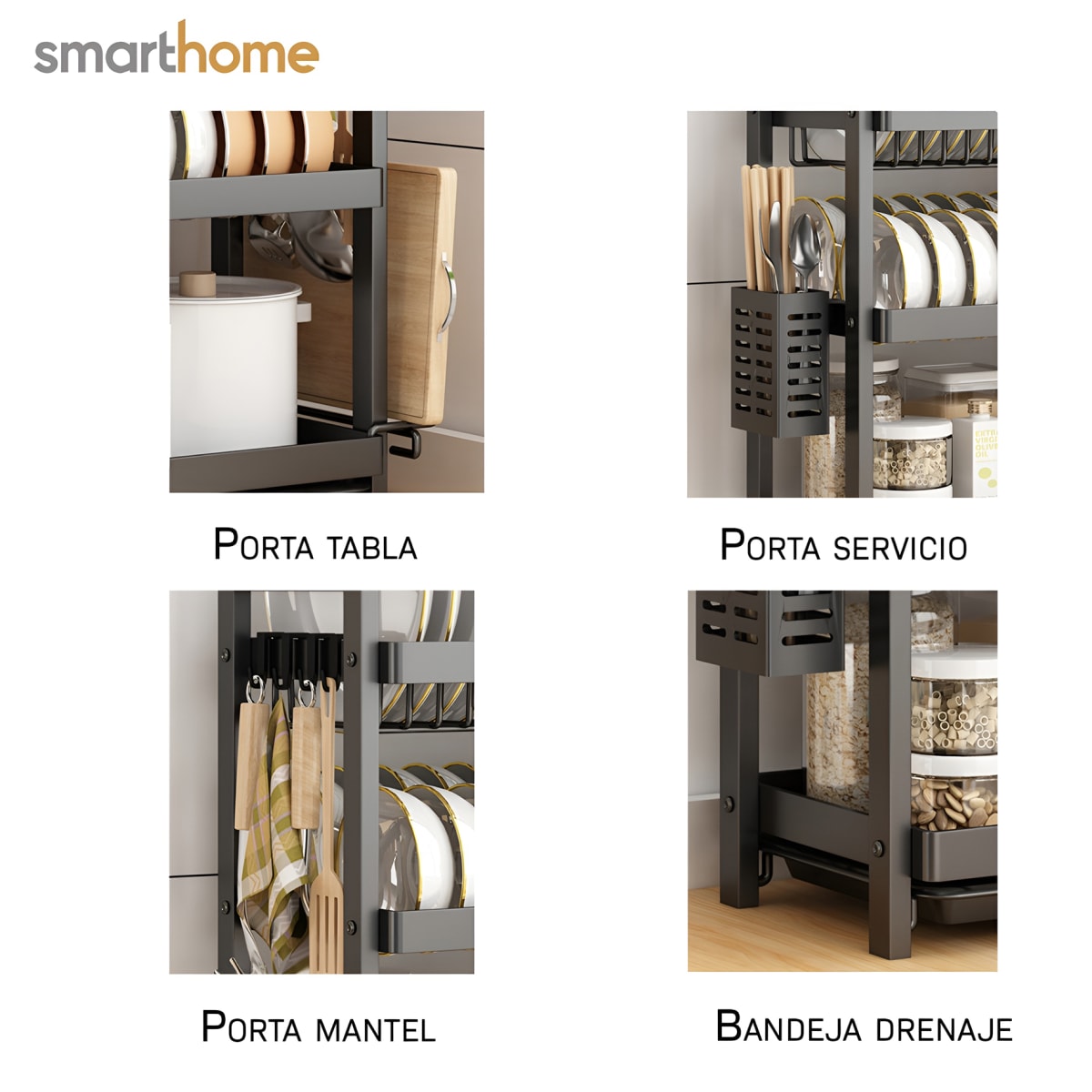 Secador de Platos Acero Negro 3 pisos4