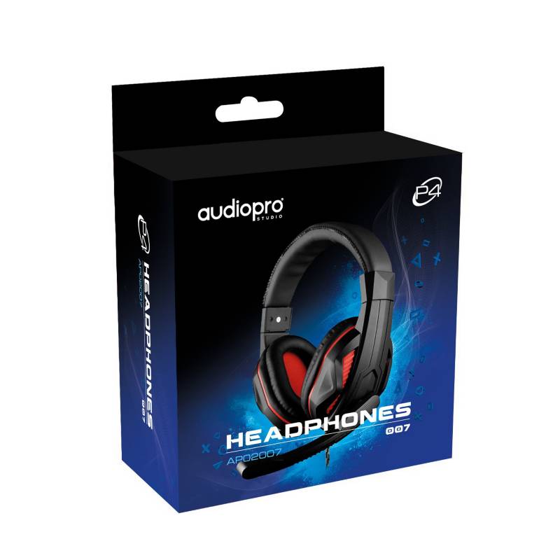 Audífonos Gamer Ps4 Consola Audiopro Negro-Rojo2