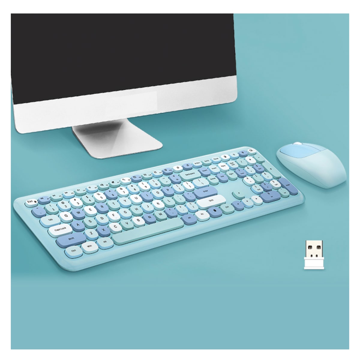 KIT TECLADO Y MOUSE INALÁMBRICO MOFI AZUL3