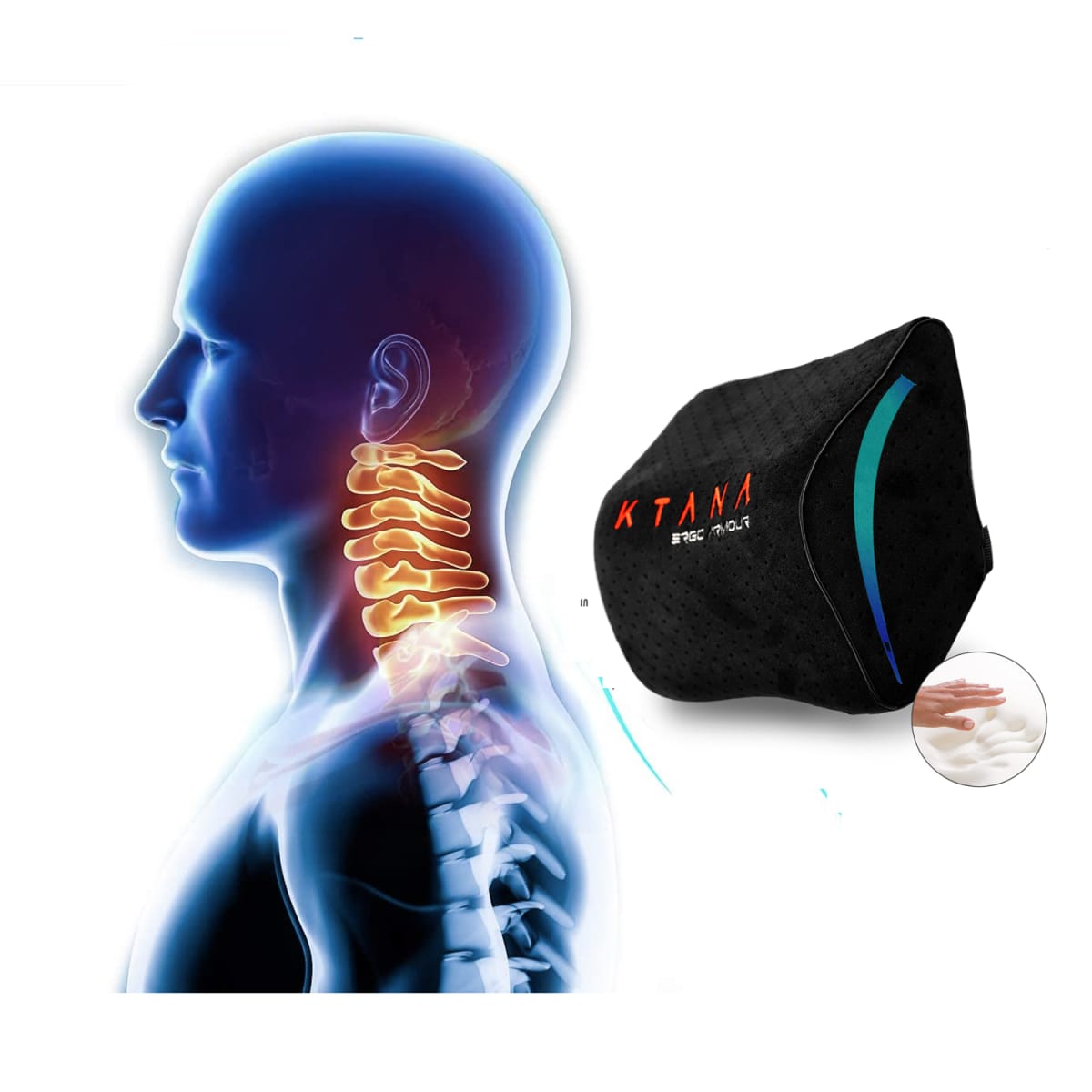 Cojín Almohada Ergonómico Memory Foam Gamer Ktana Negro2