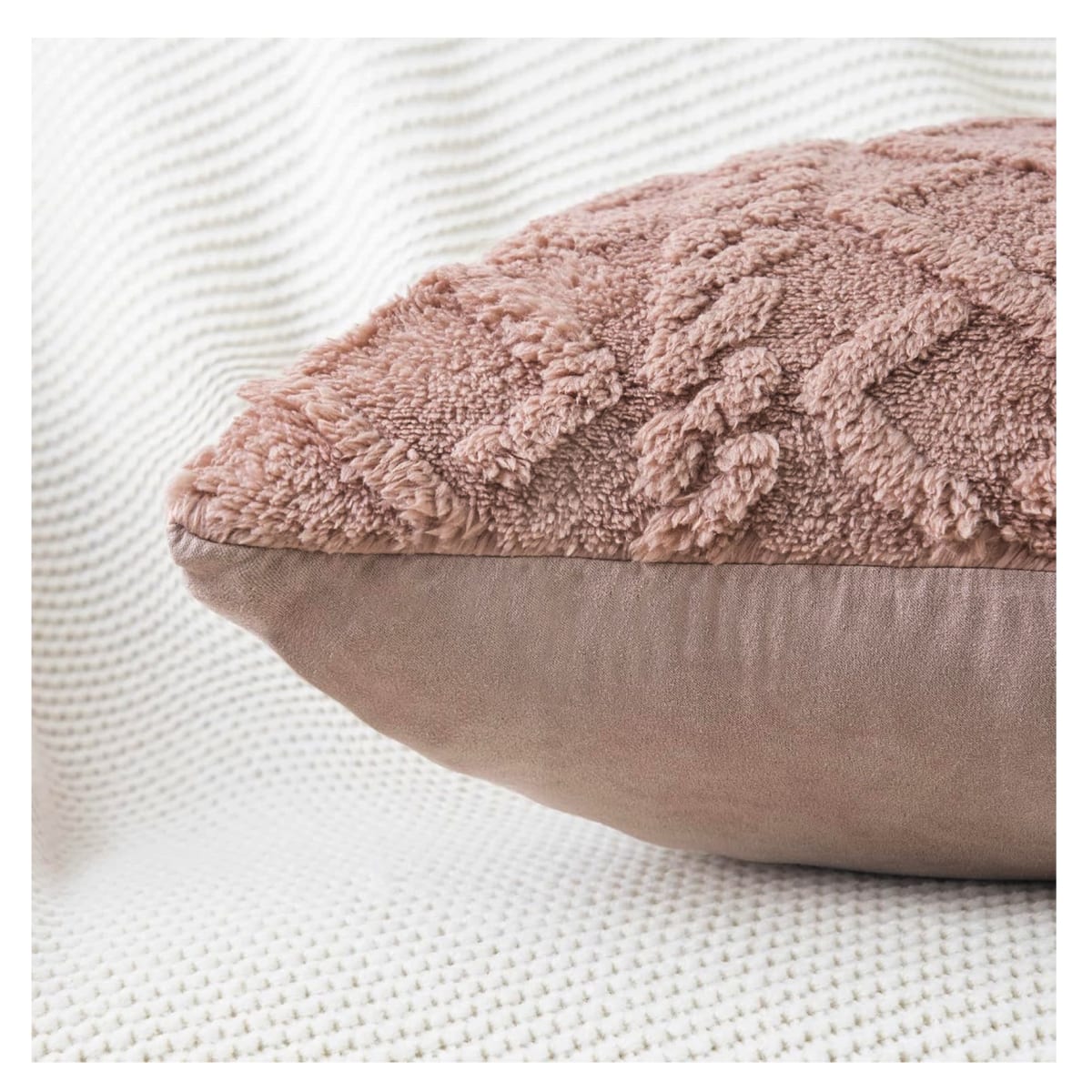 2 Fundas para Cojín Jacquard de Felpa Geométrica 3D Café 45x45 cms5