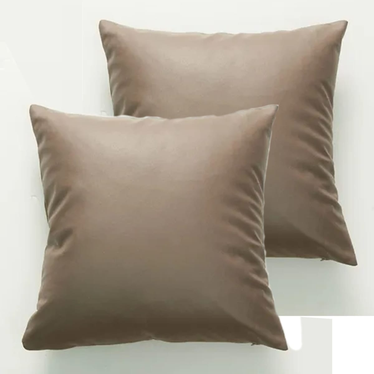 Fundas para Cojín Tela simil Cuero Café 45x45 cms1