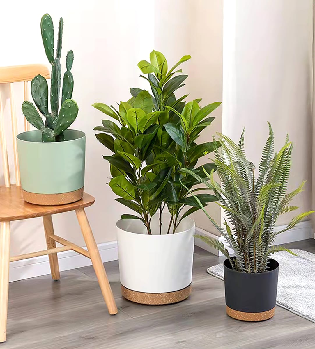 Kit 2 Maceteros con Bandeja Extraíble y Drenaje Reflexivo Verde M5