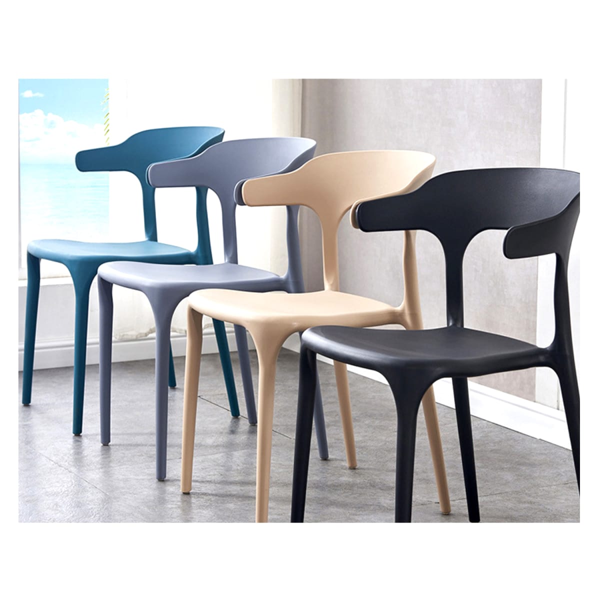 PACK 4 SILLAS TERRAZA PVC RIGIDO NEGRO MODELO TERRA5