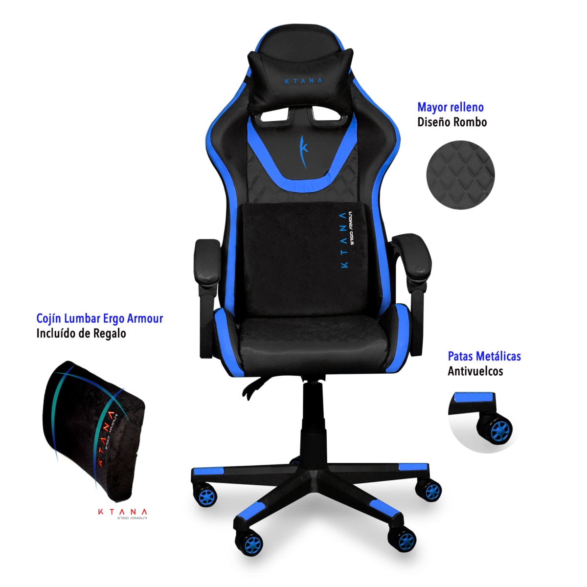 Silla Gamer modelo Ergo Prime Ktana Negra - Azul1