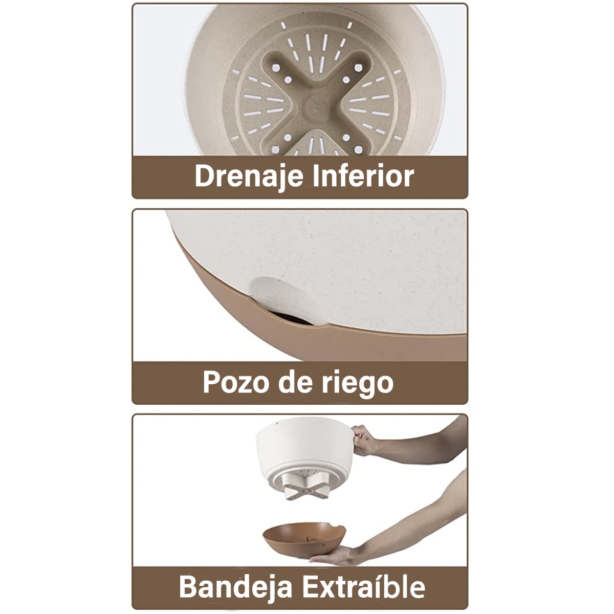 Macetero con Bandeja Extraible y Drenaje Reflexivo 25x23 cms  Verde5