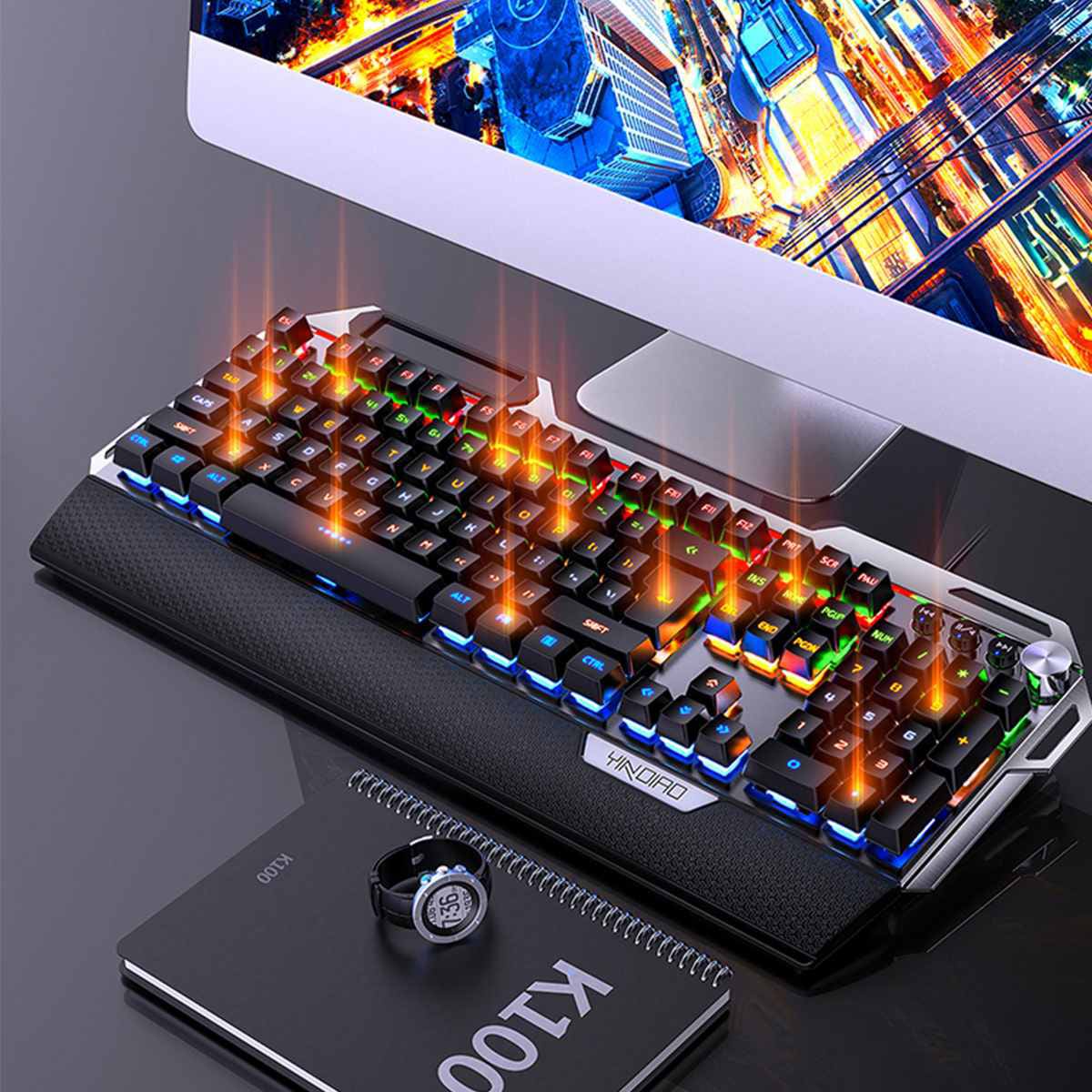 Teclado Gamer Mecánico Profesional K100 Yindiao Negro1