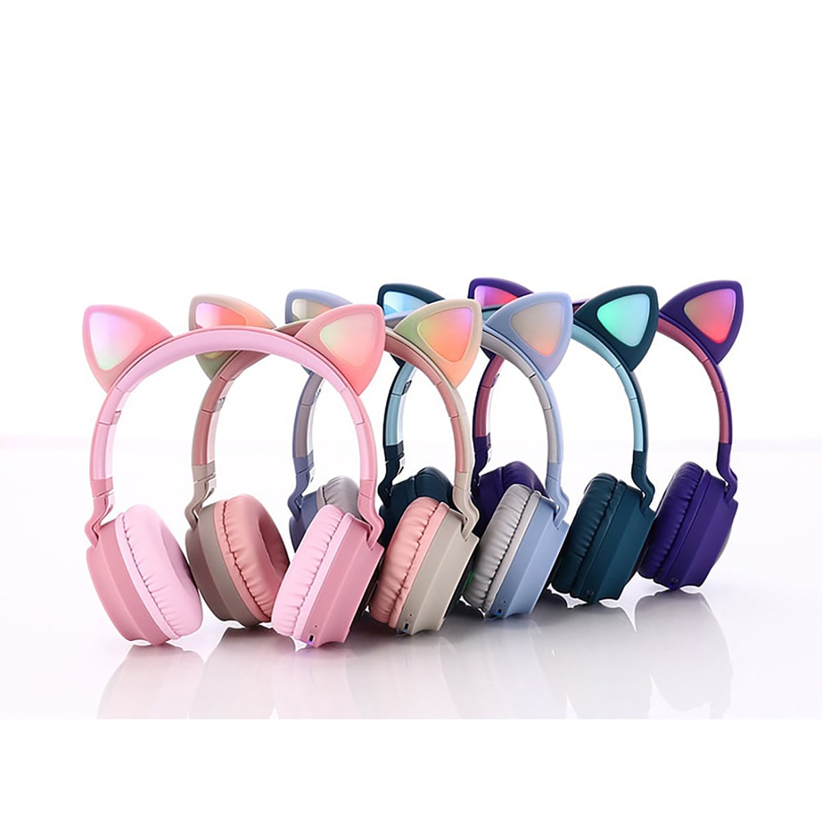 Audífonos Diadema Bluetooth Niña inalámbricos LED Gato Rosa5