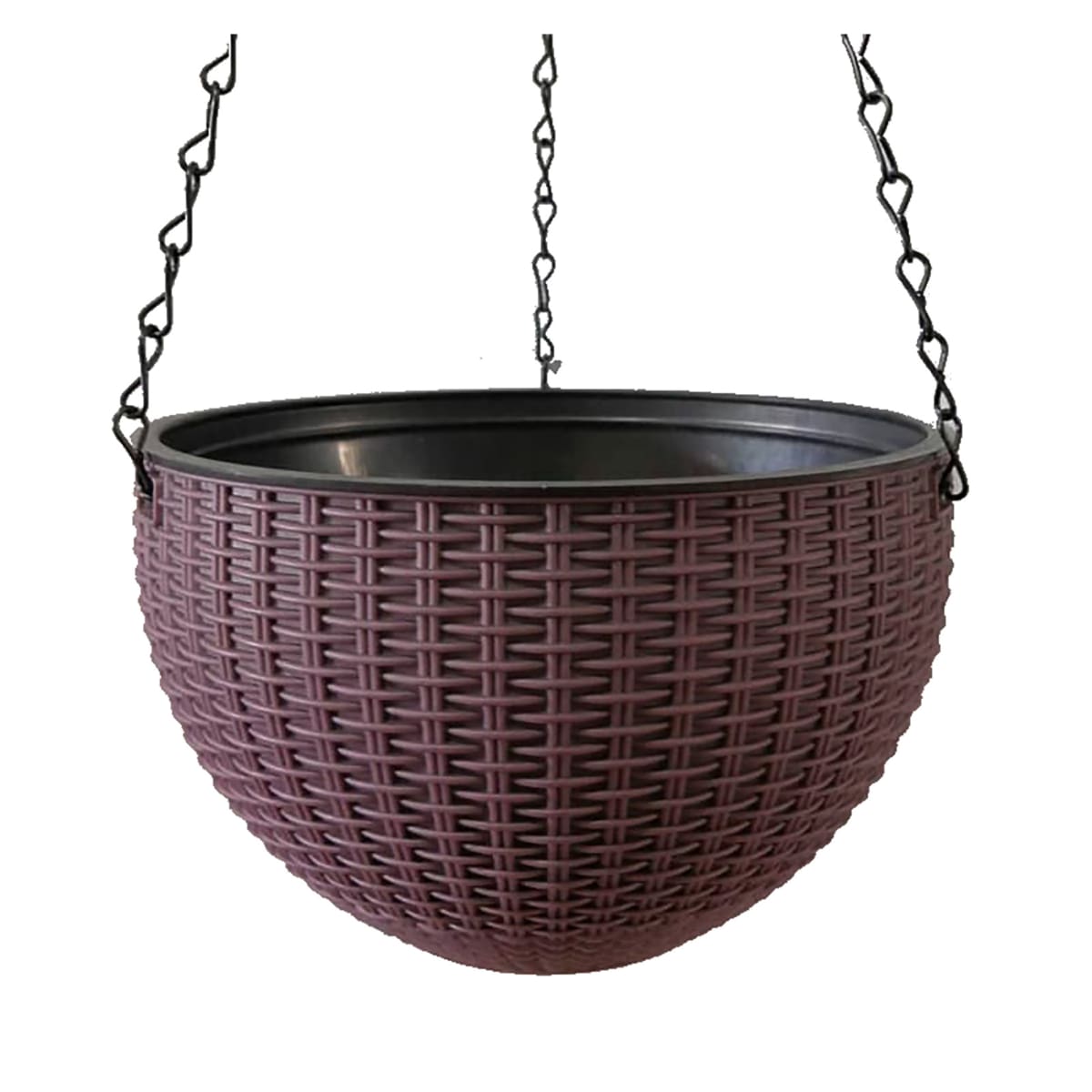 Macetero Colgante Plástico Diseño Ratan Café4