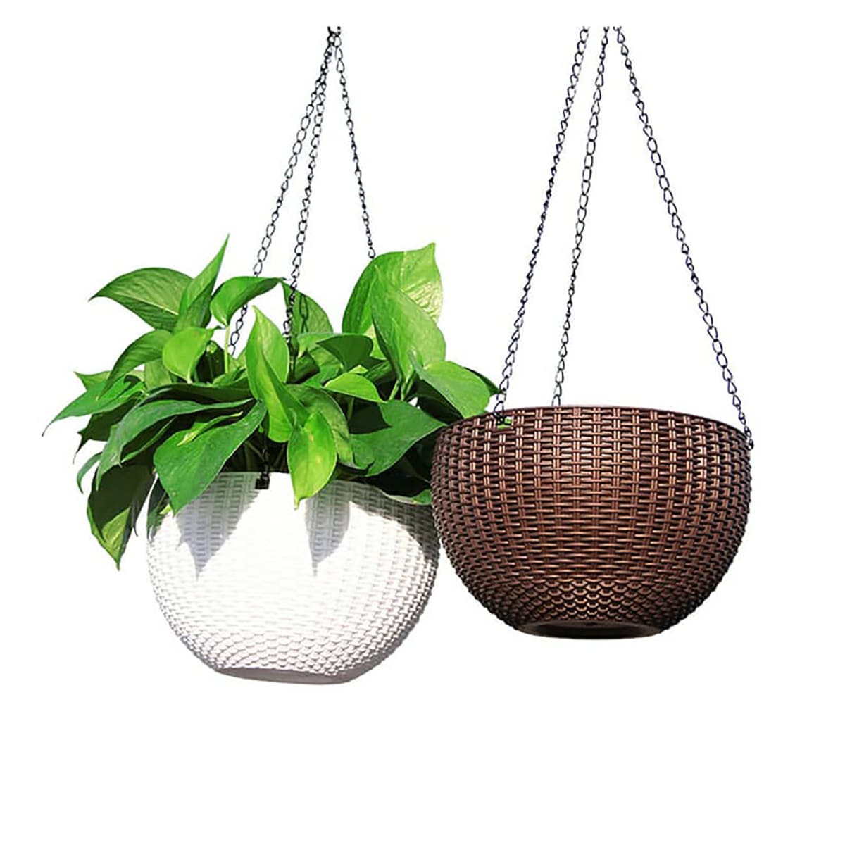 Kit 2 Maceteros Colgante Plástico Diseño Ratan Café7