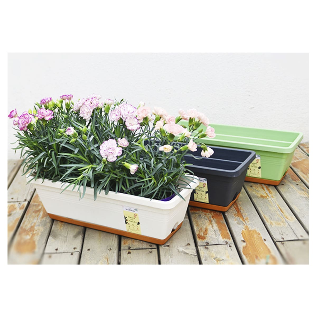 Kit 4 Jardineras con Bandeja Extraíble y Drenaje Reflexivo Blanco1